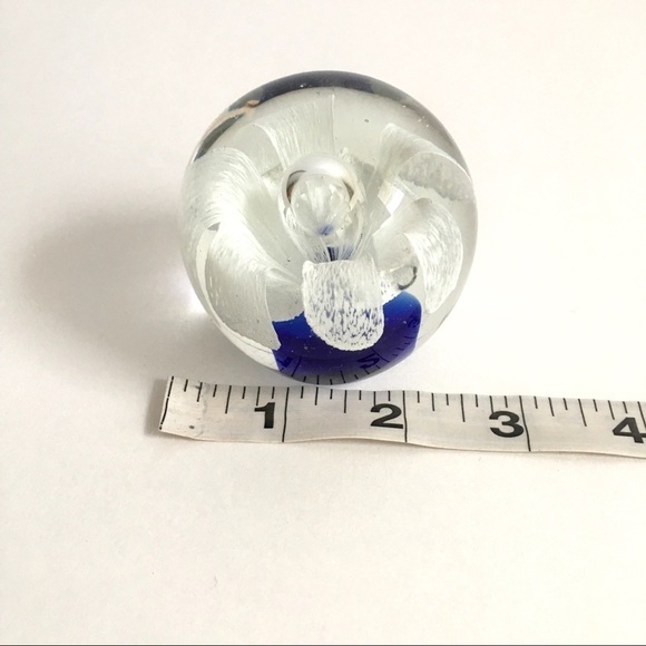 Vintage Art Glass Embedded Flower Paperweight - Picture 7 of 9